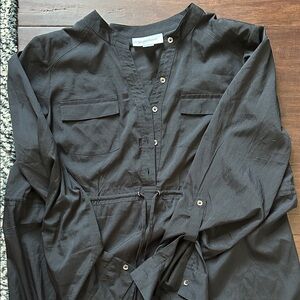 Motherhood Maternity Black Midi Dress Cinch Waist